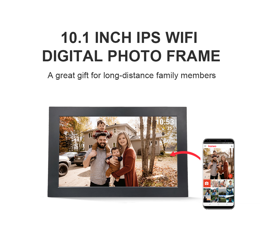 10.1 дюймовый Frameo App Цифровая картинная рамка Многопользовательский сенсорный экран Обмен фотографиями Видео