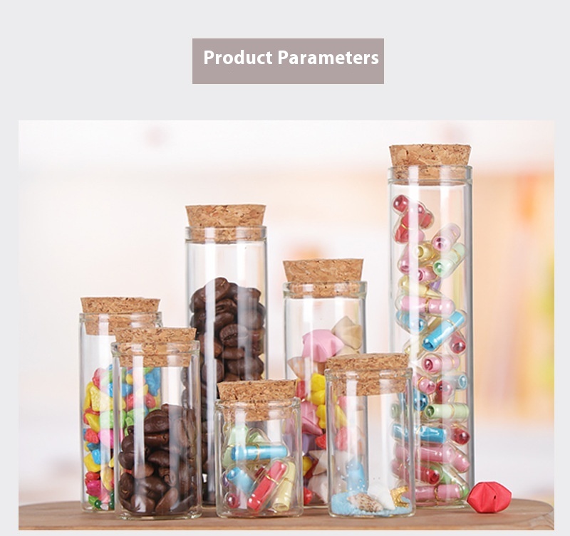 30mm Transparent Flat Mouth for Test Tube Bottle with Rose Flower Dispensing Bamboo Lid Straight Glass Candy Container