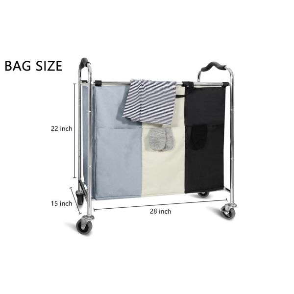 Laundry Bag, Foldable Laundry Sorter Basket, Multi Compartments, Bedroom Clothes Storage, Washing Basket