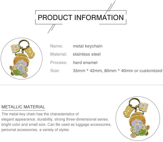 Custom Metal 3D Hard Enamel Cute Anime KeyChain Tag Wholesale Personalized Logo