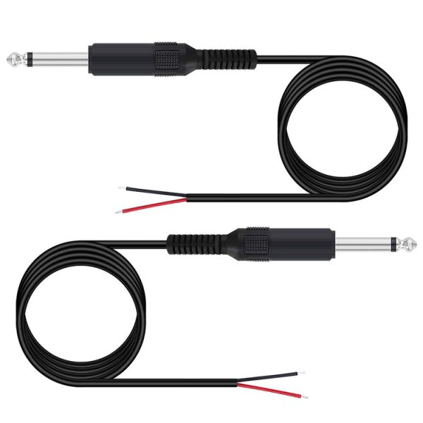 6.35mm 1/4 Inch TS 2 Ploes Jack Mono Male Audio Plug to Bare Wire Open End Cable for Microphone