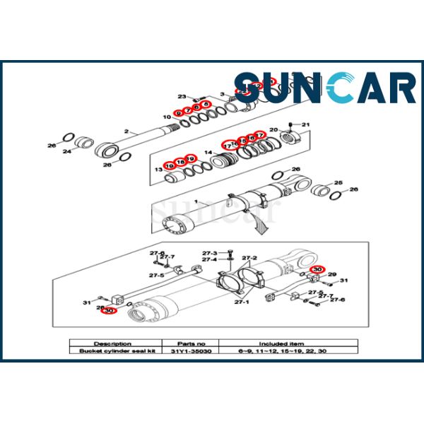 31Y1-35030 31Y135030 Bucket Cylinder Repair Seal Kit Service Kits Fits For R160LC-9 R180LC-9 Hyundai
