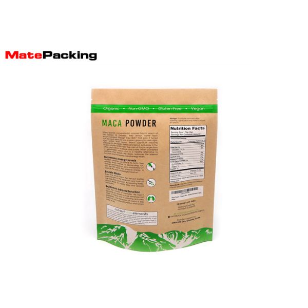 Biodegradable Kraft Paper Stand Up Bags , Coffee Packaging Bags With Zipper