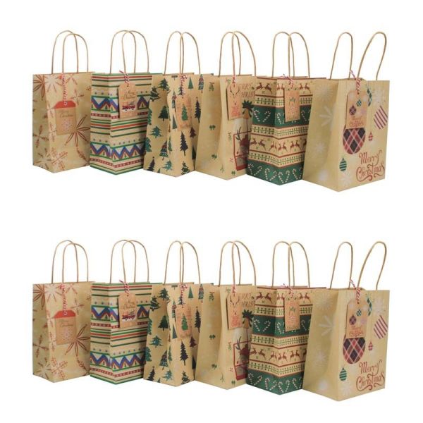 Noël Hang Tag Printed Kraft Paper met en sac avec les poignées 60g/Pcs