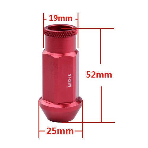 Durable Aluminum Wheel Lug Nuts Red Color For Fiesta / Toyota / Camry