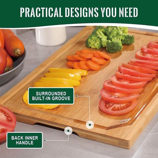 OEM/ODM aceito Custom gravado 3 tamanhos Solid Bamboo Chapping Board Set para cozinha