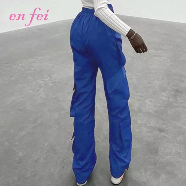 High Waist Loose Wide Leg Solid Color Multi Pocket Custom V Cut Casual Long Street Wear Trousers Women's Cargo Pants