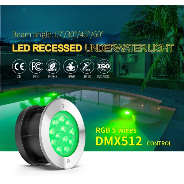 DMX512 контролируют подводный цвет фар 12W RGB СИД изменяя IP68