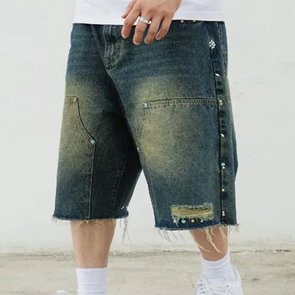 Des sous-vêtements en denim pour hommes à la poche, à la mode, à la mode, lavés, haute taille, strass, patins, sous-vêtements de haute qualité, sous-vêtements lourds
