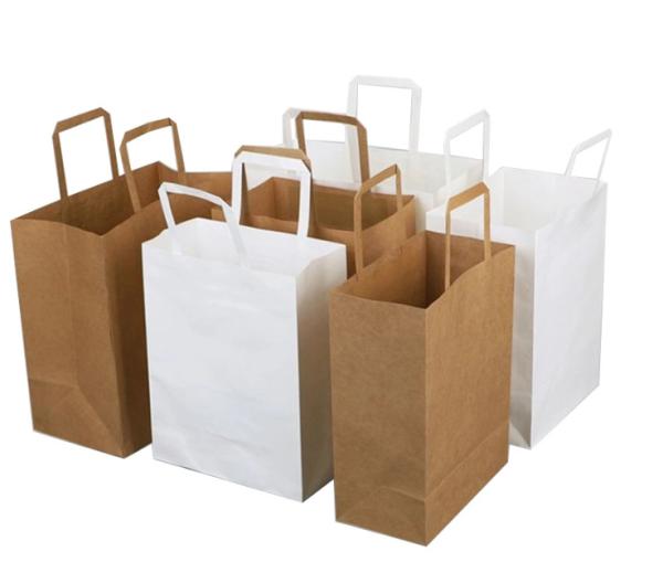 Biodegradable Folding Paper Packaging 300um Kraft Paper Shopping Bag