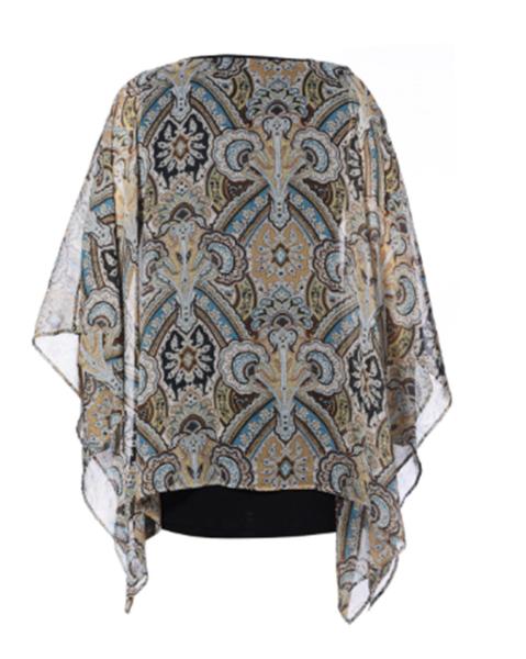 Stylish Womens Fashion Blouses Round Neck With Chiffon Bat Wing Sleeve