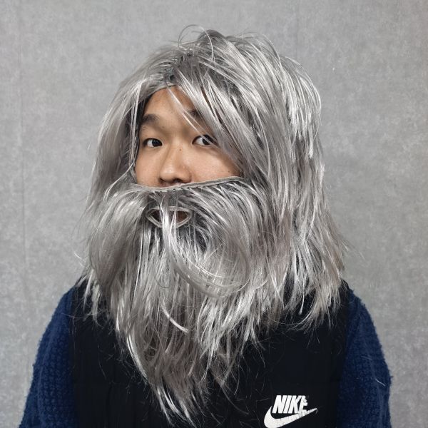 Realistic Grey Wig and Beard Set for Men, Long Silver Hair Old Man Costume, Wizard Hermit Caveman Cosplay for Halloween Party