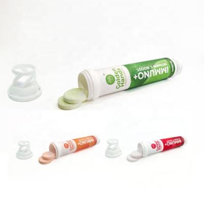 Personalizar tubos de comprimidos de plástico efervescente com cobertura de dessecante e cor personalizada