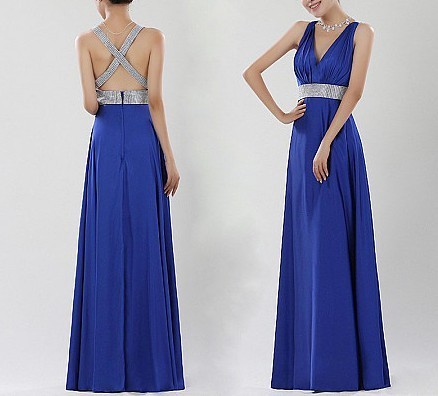 Голубые Backless платья вечера, официально платья вечера для женщин