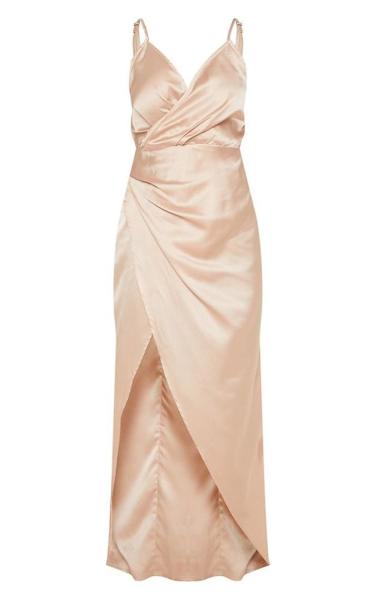 Cetim ocasional novo de Champagne de 2019 vestido mulheres das chegadas do pequeno e sexy maxi