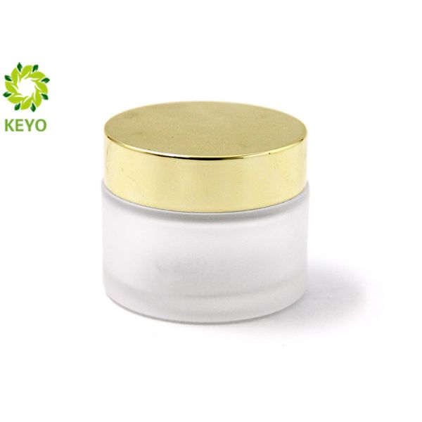 Frosted Glass Cosmetic Cream Jar 30ml With Golden Aluminum Screw Lid