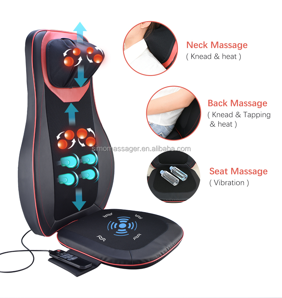 Shiatsu Electric Seat Chair Massager Back Cushion With Heat