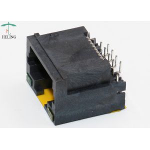 Thru Hole Type Right Angle RJ45 Modular Connector Unshielded With Customized LED
