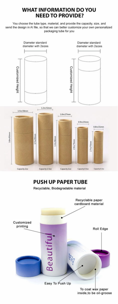 Compact Paper Tube Lip Balm Packaging Flexible Environmental Protection