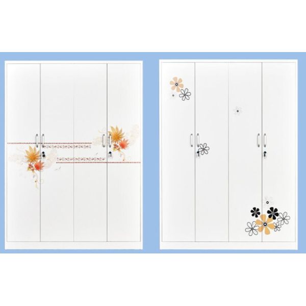 Home Furniture Customized Metal Wardrobe With Flower Printing