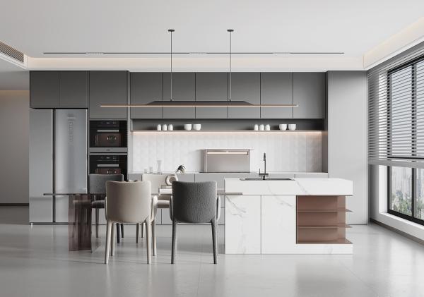 Modern Kitchen Customized Laminate Cabinets MDF Assembled Kitchen Cabinets