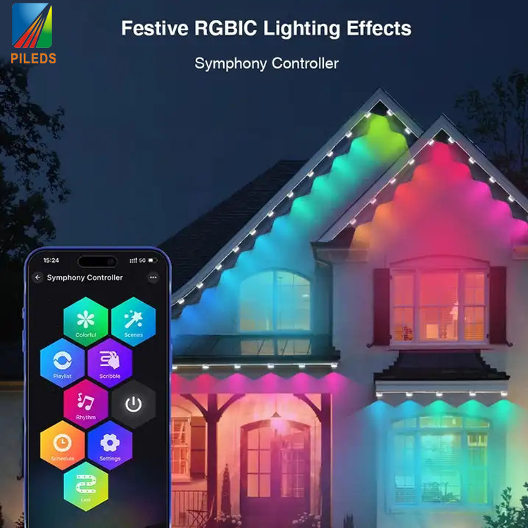 RGBIC LED Рождественские огни под крышами IP68 водонепроницаемый для наружного украшения