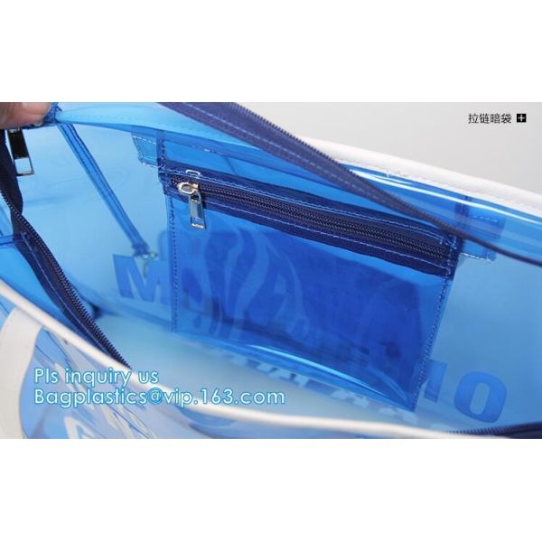 Fashion Summer Women Handbags Transparent Shoulder Bags PVC Tote Beach Bags, Promotional Summer Clear PVC Beach Bag, tot