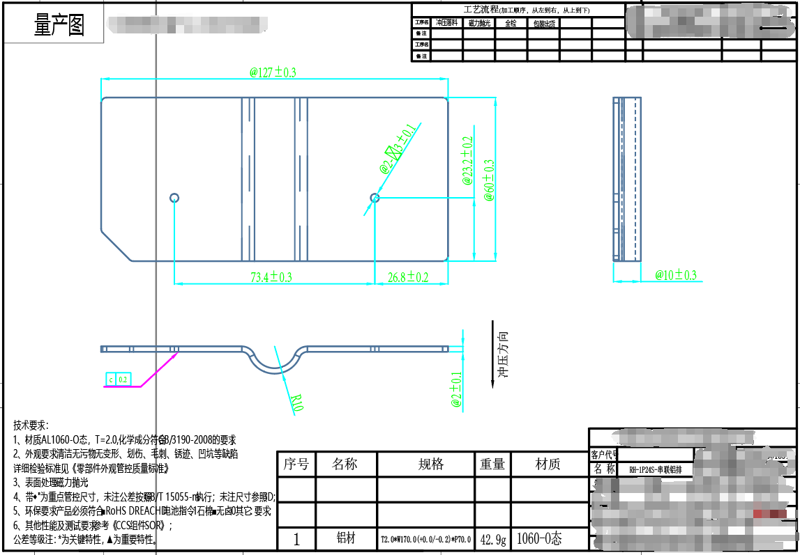 Алюминиевые магнитно-полированные части для штамповки металлов серии RH-1P24S