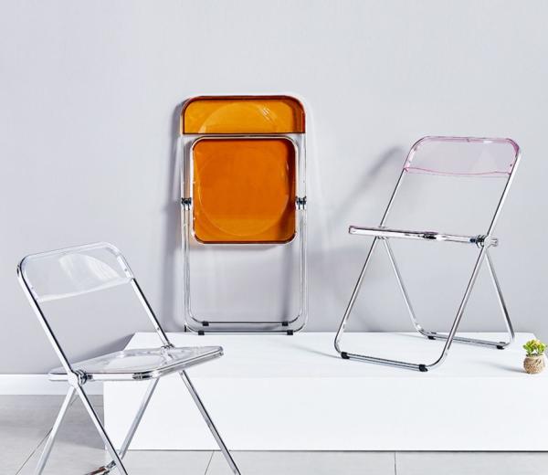 Modern Acrylic Stackable, Plastic Folding Dining Room Armless Home Comfortable Event Chair, Clear, Transparent