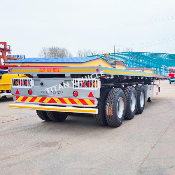 TITAN 40 Ft 3 Axle Container Transport Flatbed Truck Trailer Semi Trailer for Sale in Tanzania