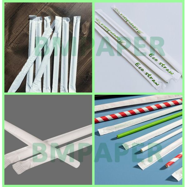 Papel de envoltura de paja de grado alimenticio de 28 gramos 44MM 53MM Imprimible No tóxico