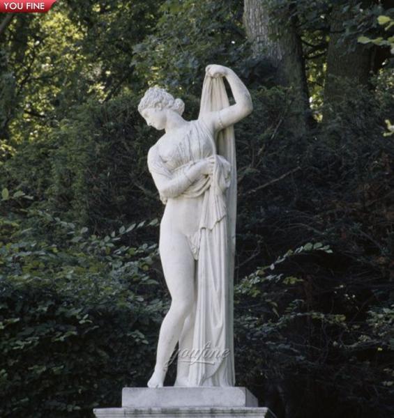 Outdoor Hand Carved Venus Callipyge Antique Marble Lady Statue