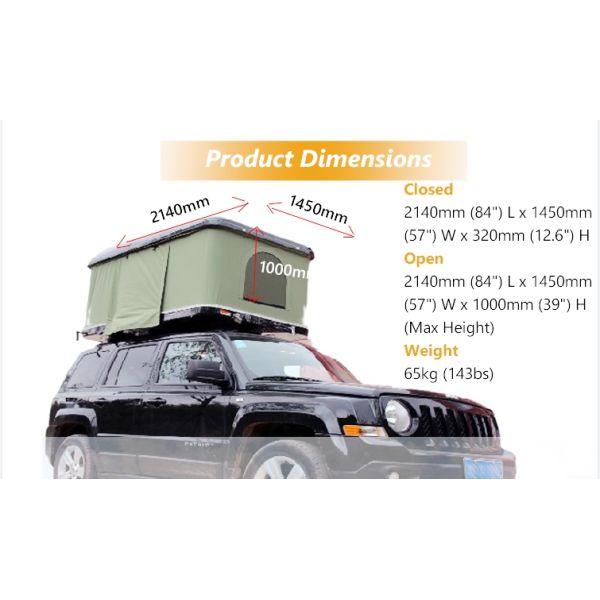 Second Hand Hard Shell Roof Top Tent with Cotton Fabric and Waterproof Index 3000 mm