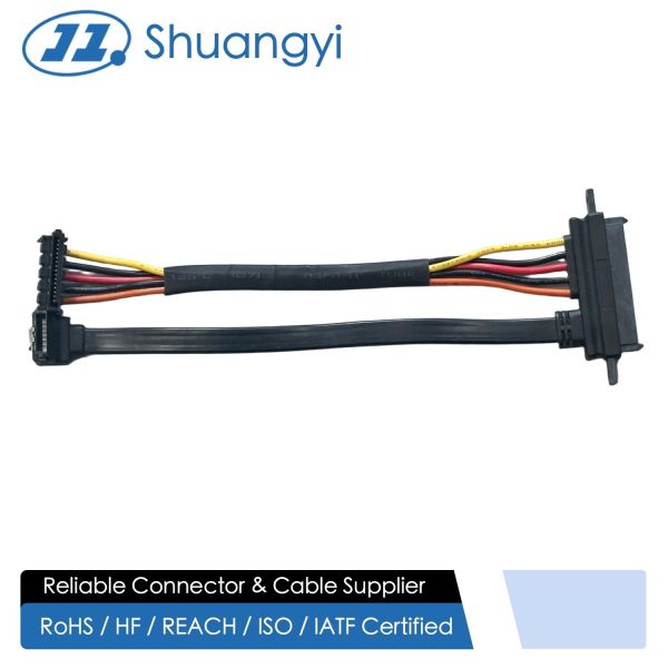 SATA 15Pin Power Connector Y Splitter Cable – 1 to 2 Female Electrical Wire Harness for HDD / SSD / Server Power Distribution