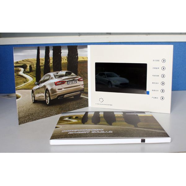 Rechargeable Battery LCD Gift Card Customized Printed , size A4 brochure with video screen