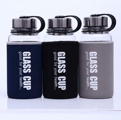850ml/1000ml Big Size Sports Glass Bottles Durable High Borosilicate Unbreakable Glass Water Bottle 1 Liter With Nylon Sleeve Against Leaks And Spills