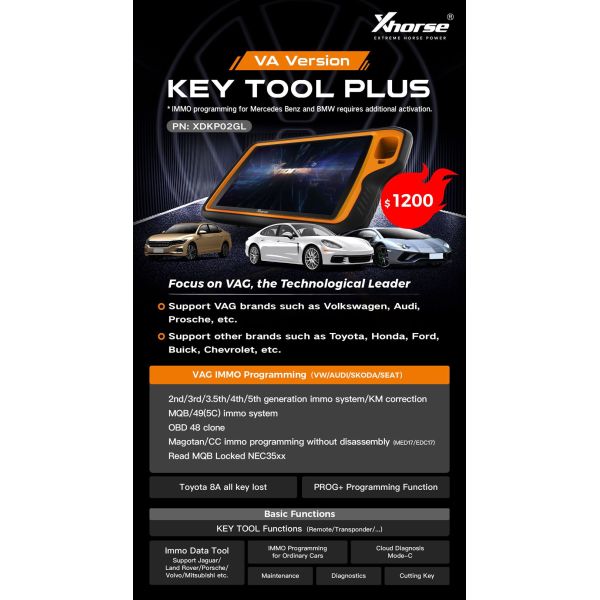 2024 Xhorse VVDI Key Tool Plus VAG Версия XDKP02GL для VW, Audi, Seat, Skoda с бесплатной лицензией MQB48
