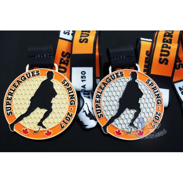 10k Custom Sports Medals With Soft Enamel Sublimated Ribbon For Canada Hockey Baseball Racking