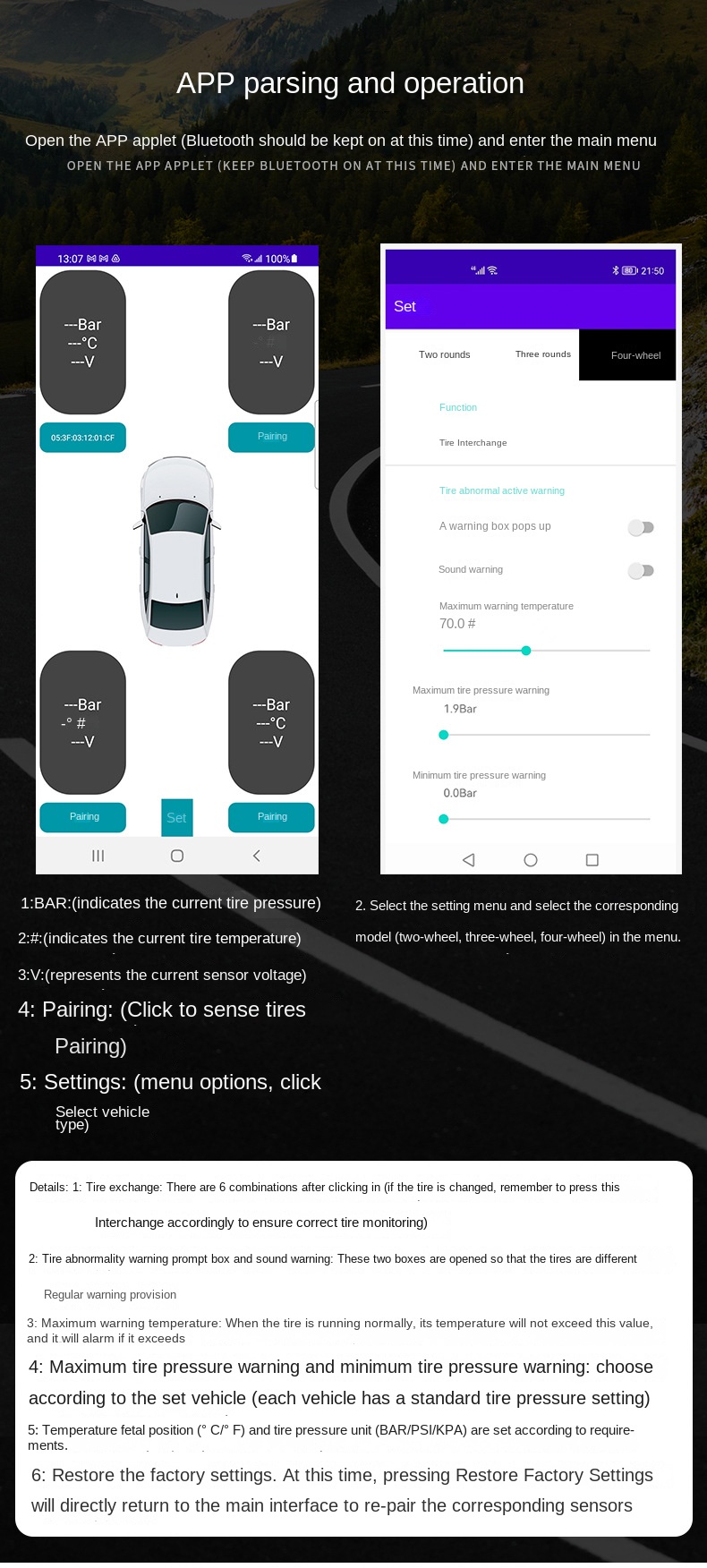 New Condition JINYUNSHENG OE 2.5 External Mobile Phone Wireless for Version Two-Wheel Motorcycle Car Smart Tire Pressure
