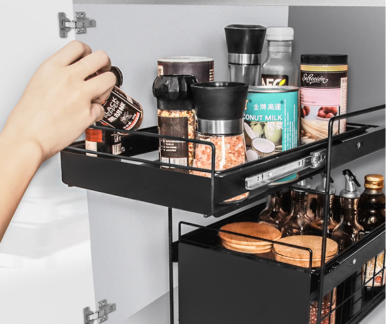 5KG Bearing 2 Tier Kitchen Organiser , Carbon Steel Seasoning Storage Rack