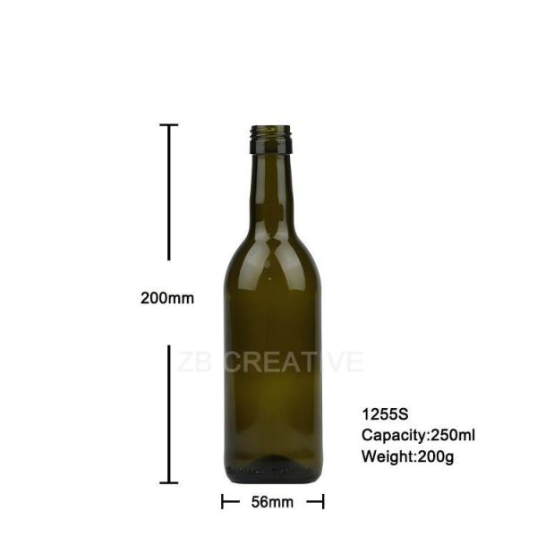 250ml One-Third Bordeaux Glass Bottle Screw Top For Sample Wine 200g 1255S