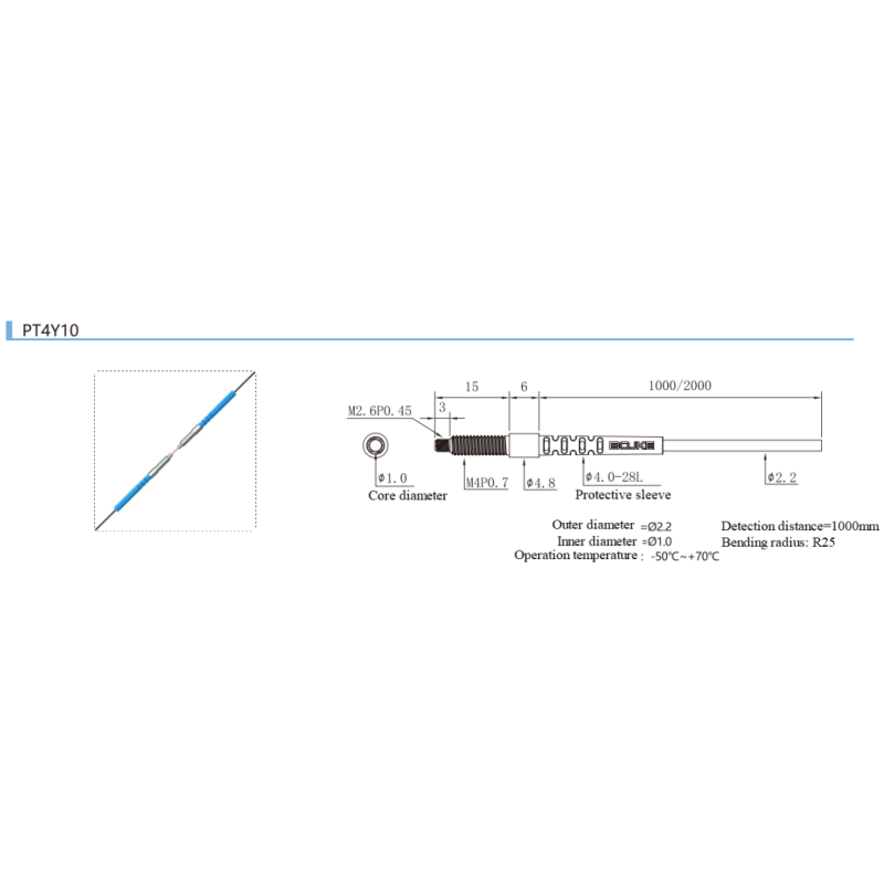 M3 M4 M6 Through Beam Optical Fiber Sensor Probe For Industry Equipment