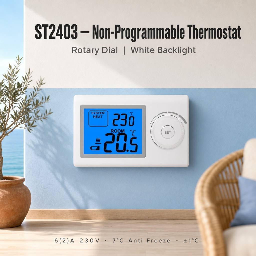 Riseem 230VAC Non - programmable Temperature Controller Digital Heating Boiler Room Thermostat