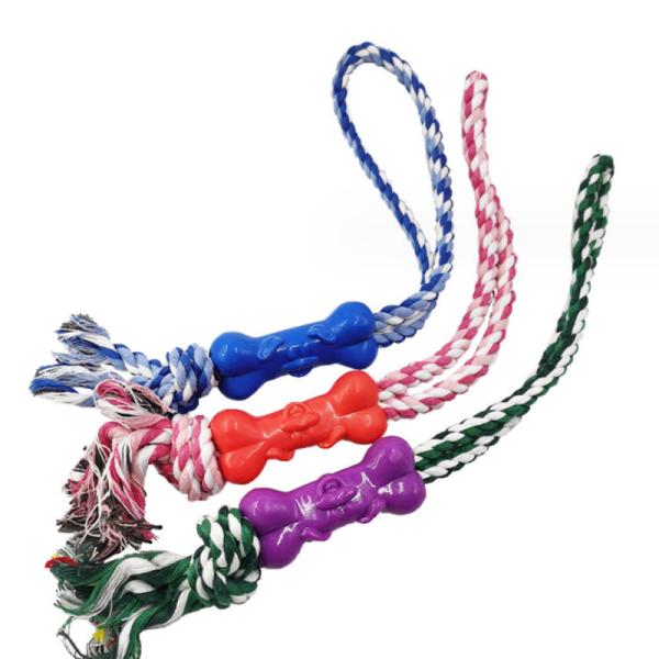 Interactive Durable Dog Knot Rope Bone Dog Teeth Cleaning Toy For Chewers