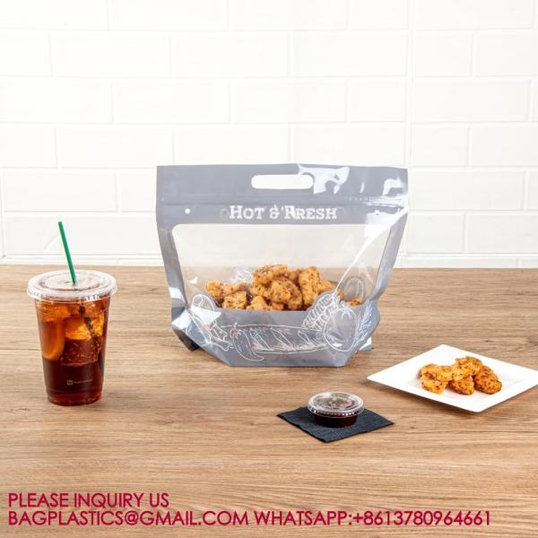Hot Food Bags, Greaseproof Delivery Bags For Hot Food Built-In Handle, Food Delivery Ba
