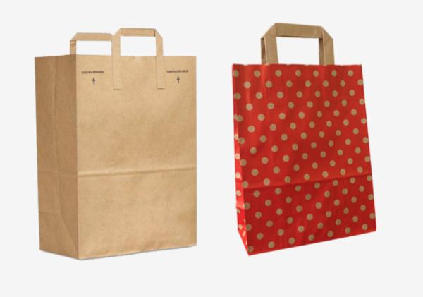 Recycled Custom Kraft Paper Bags Ribbon Handle For Shopping
