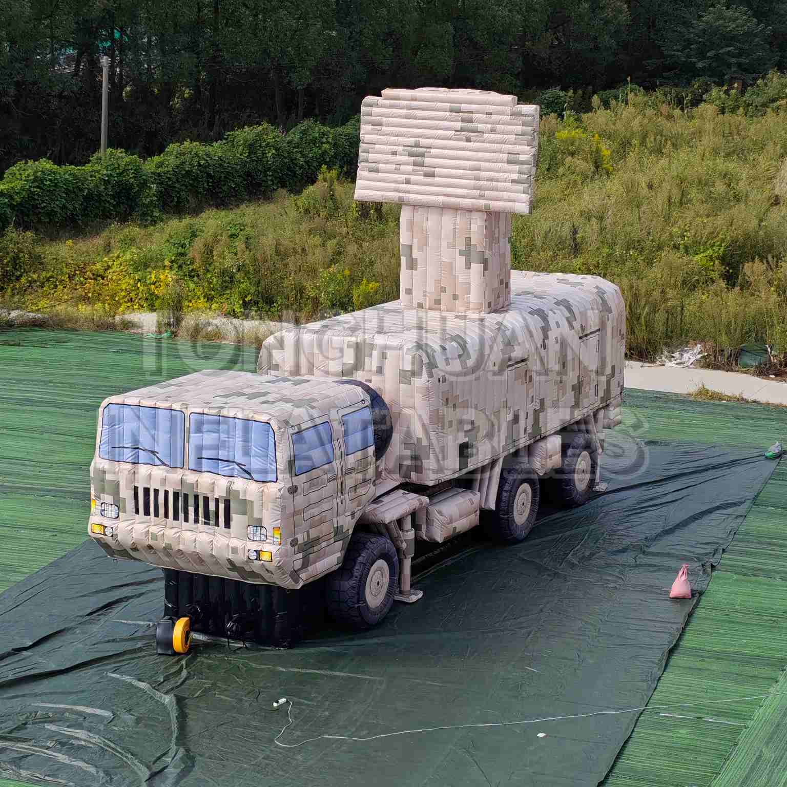 Custom Inflatable Radar Vehicle Decoy with Raised Rectangular Antenna Panel