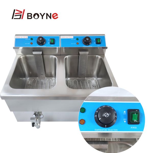 Temperature Control Double Tank Electric Fryer For Potato Chips