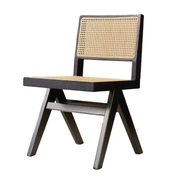 Custom Wooden Dining Chair with Rattan Seat OEM