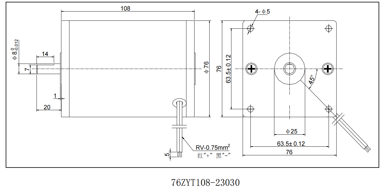 76mm ZYT Series High Torque Permanent Magnet DC Motor 2500rpm to 4250rpm